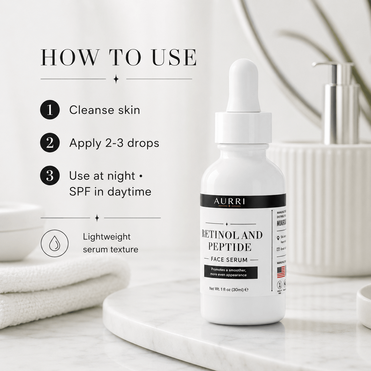 Retinol and Peptide Face Serum - AURRI