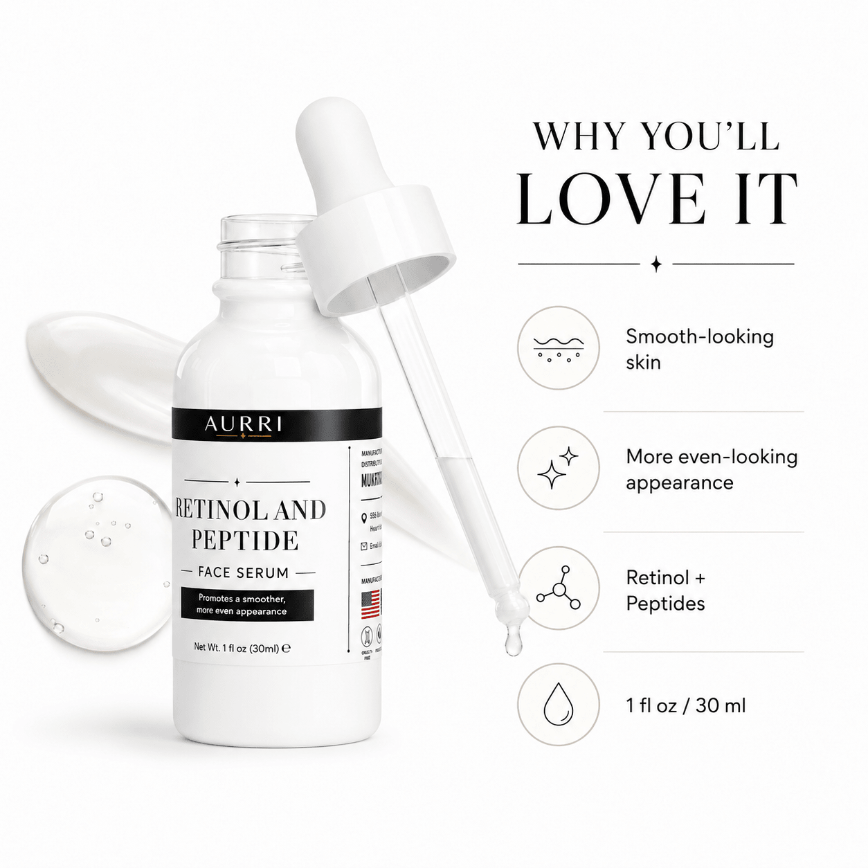 Retinol and Peptide Face Serum - AURRI